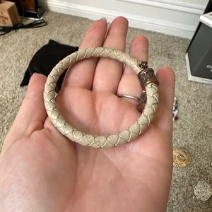 Alex and Ani Vintage 66 Beige Braided Leather Bracelet